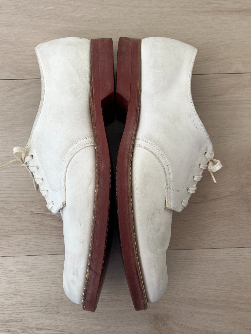 VTG 70s White Nubuck Ivy League Derby Shoes Men's 7 Byrons SF, Made in the USA